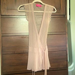 Pookie & Sebastian Pink Lace Wrap Top